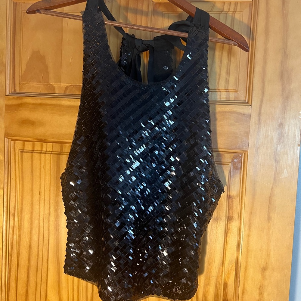 NWT intimately by Free People Black Sequin Halter Top, Med